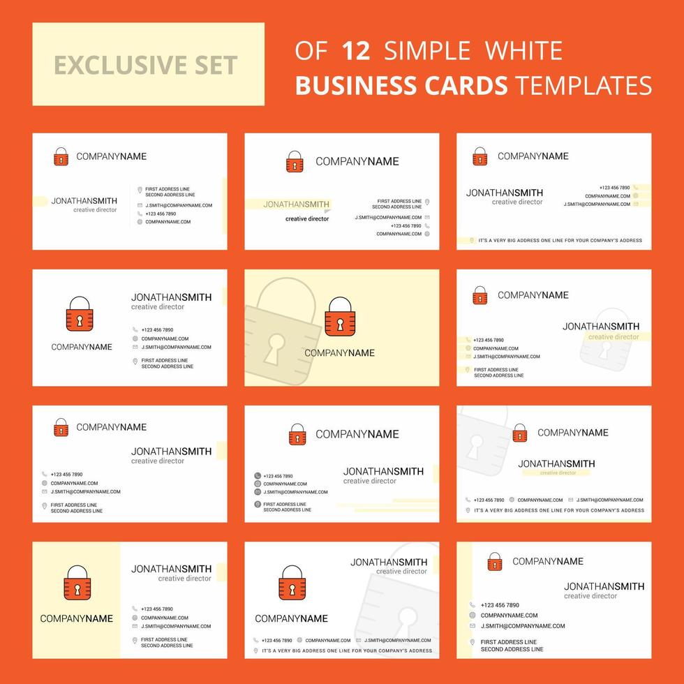 Set of 12 Locked Creative Busienss Card Template Editable Creative logo and Visiting card background vector
