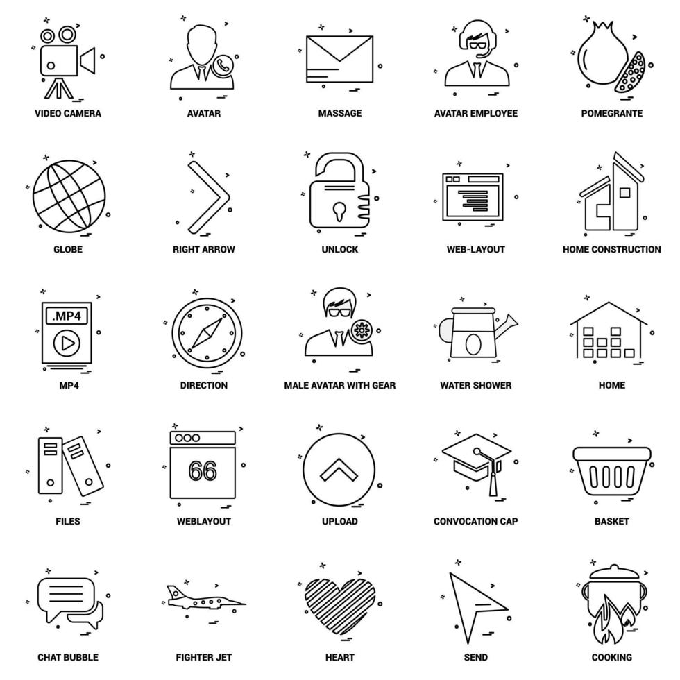 25 Business Concept Mix Line Icon set vector