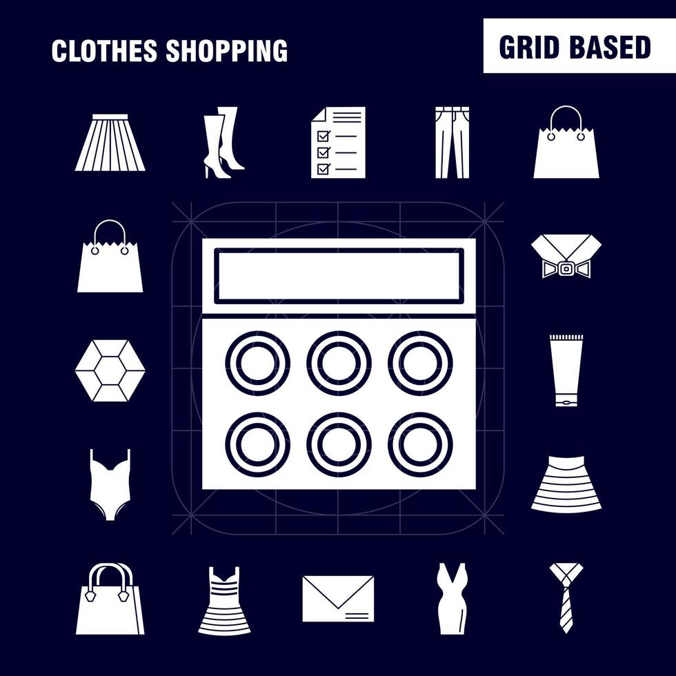 Clothes Shopping Solid Glyph Icons Set For Infographics Mobile UXUI Kit And Print Design Include Dress Frock Ladies Garments Coat Suiting Garments Cloths Eps 10 Vector