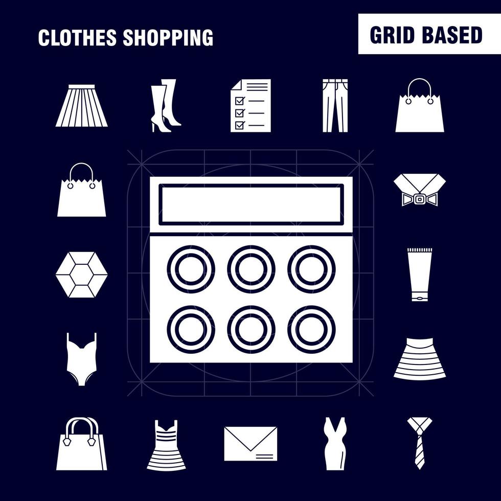 compras de ropa conjunto de iconos de glifo sólido para infografías kit de uxui móvil y diseño de impresión incluyen vestido vestido damas prendas abrigo trajes prendas paños eps 10 vector