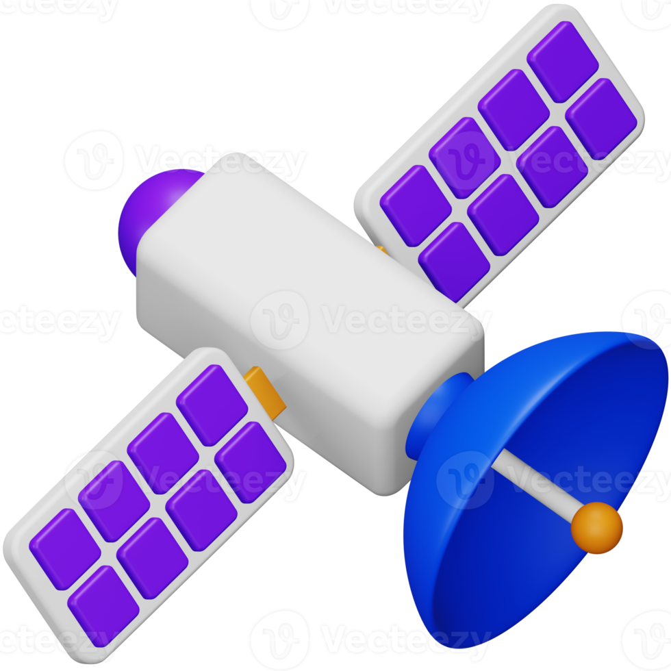 ícone isométrico de renderização 3d por satélite. png