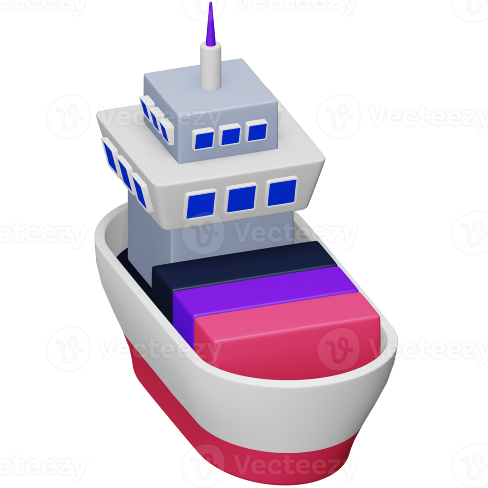 Port ship 3d rendering isometric icon. png