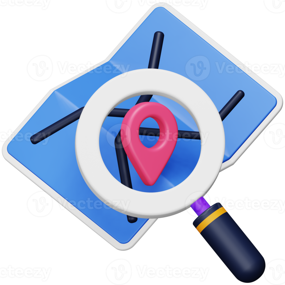 Map search 3d rendering isometric icon. png