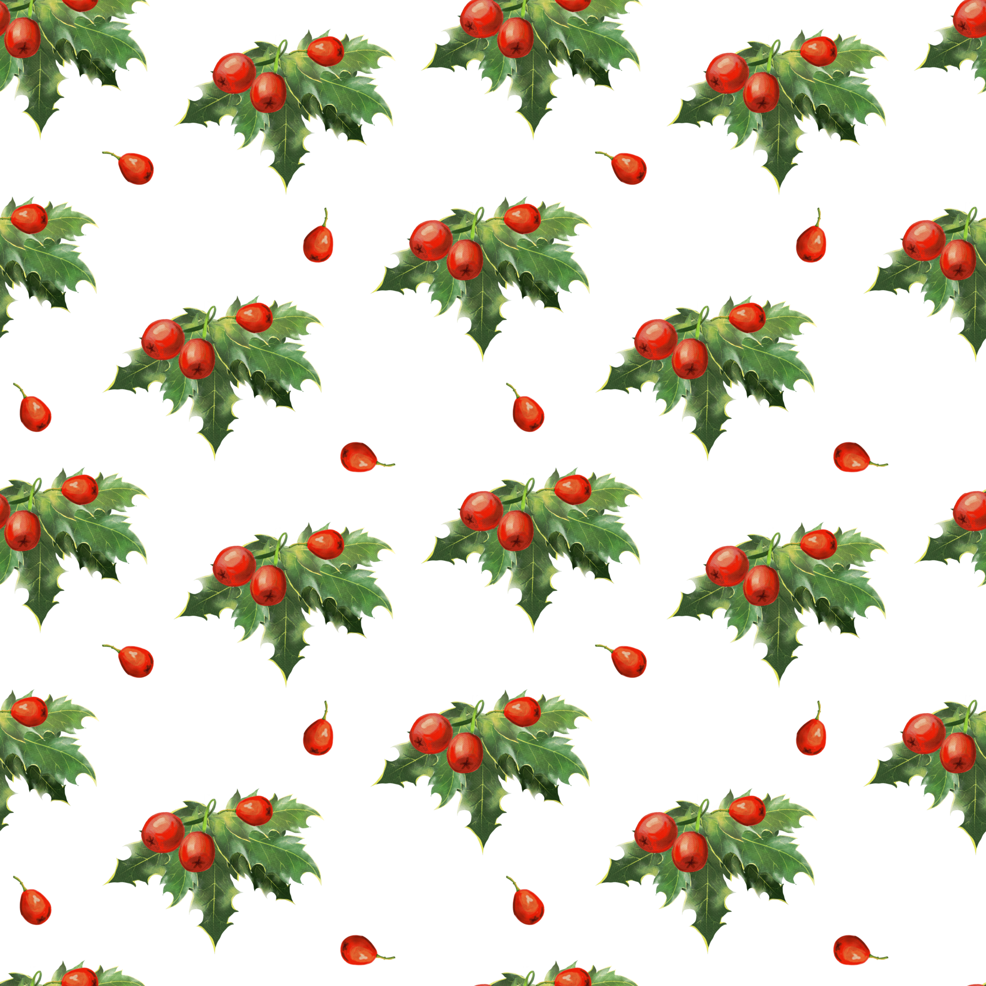 free-watercolor-pattern-with-leaves-berries-and-holly-14060035-png