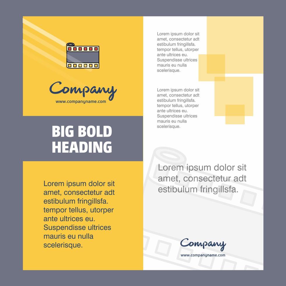 Film roll Company Brochure Title Page Design Company profile annual report presentations leaflet Vector Background