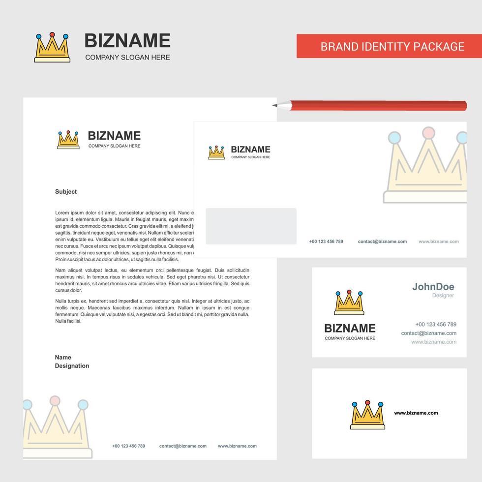 Crown Business Letterhead Envelope and visiting Card Design vector template