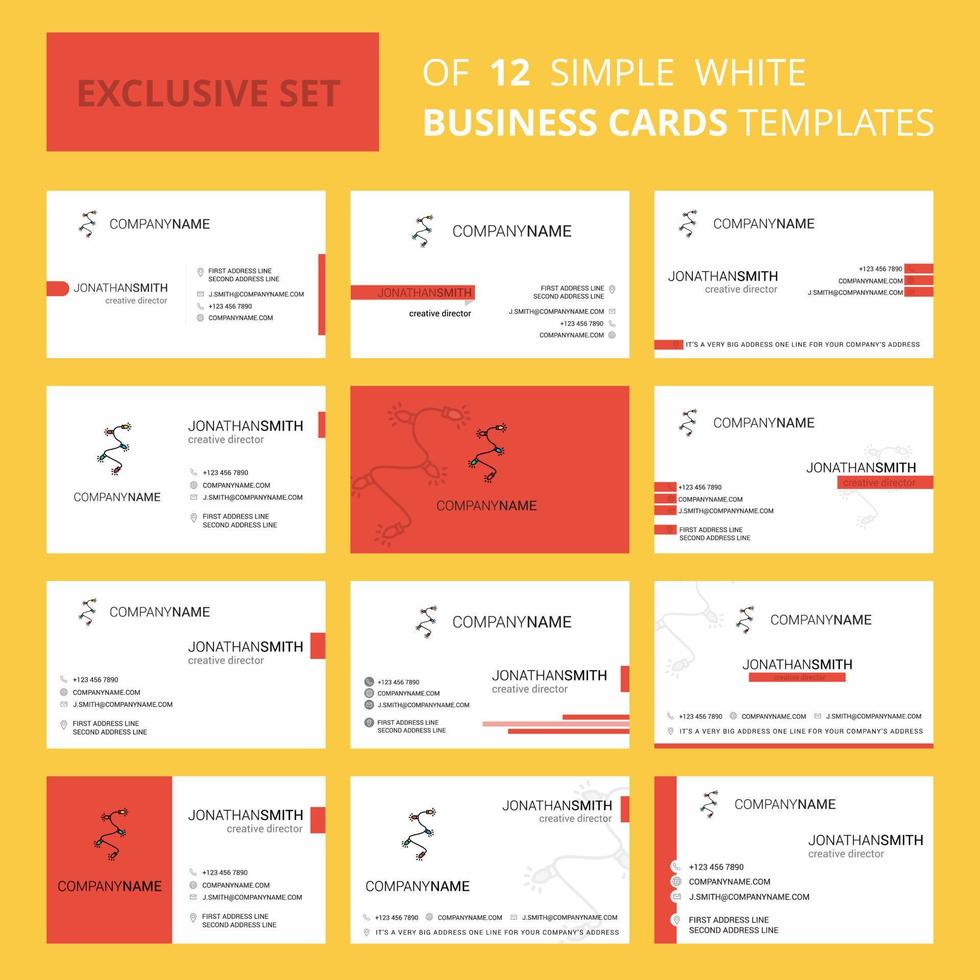 Set of 12 Decoration light Creative Busienss Card Template Editable Creative logo and Visiting card background vector