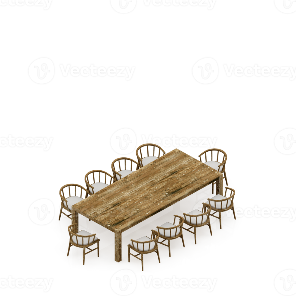 Isometric Table Set 3D render png