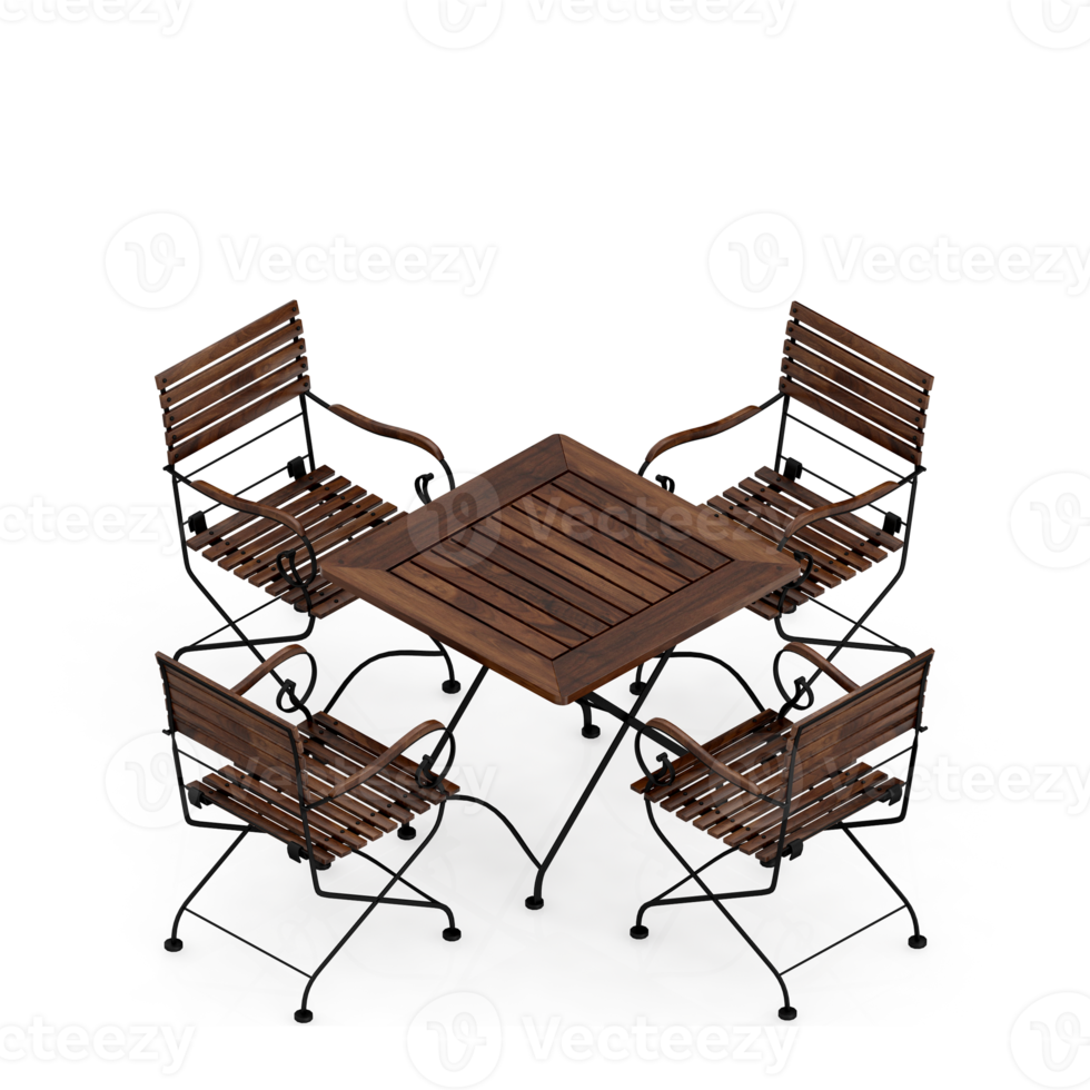 Isometric Table Set 3D render png