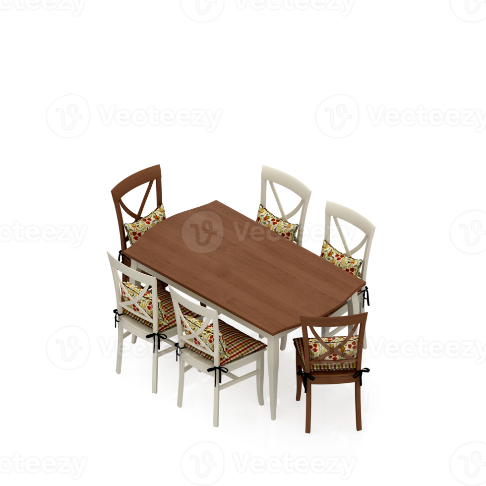 Isometric Table Set 3D render png