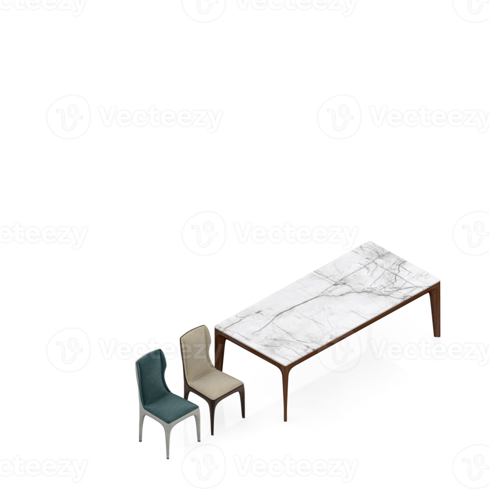 Isometric Table Set 3D render png