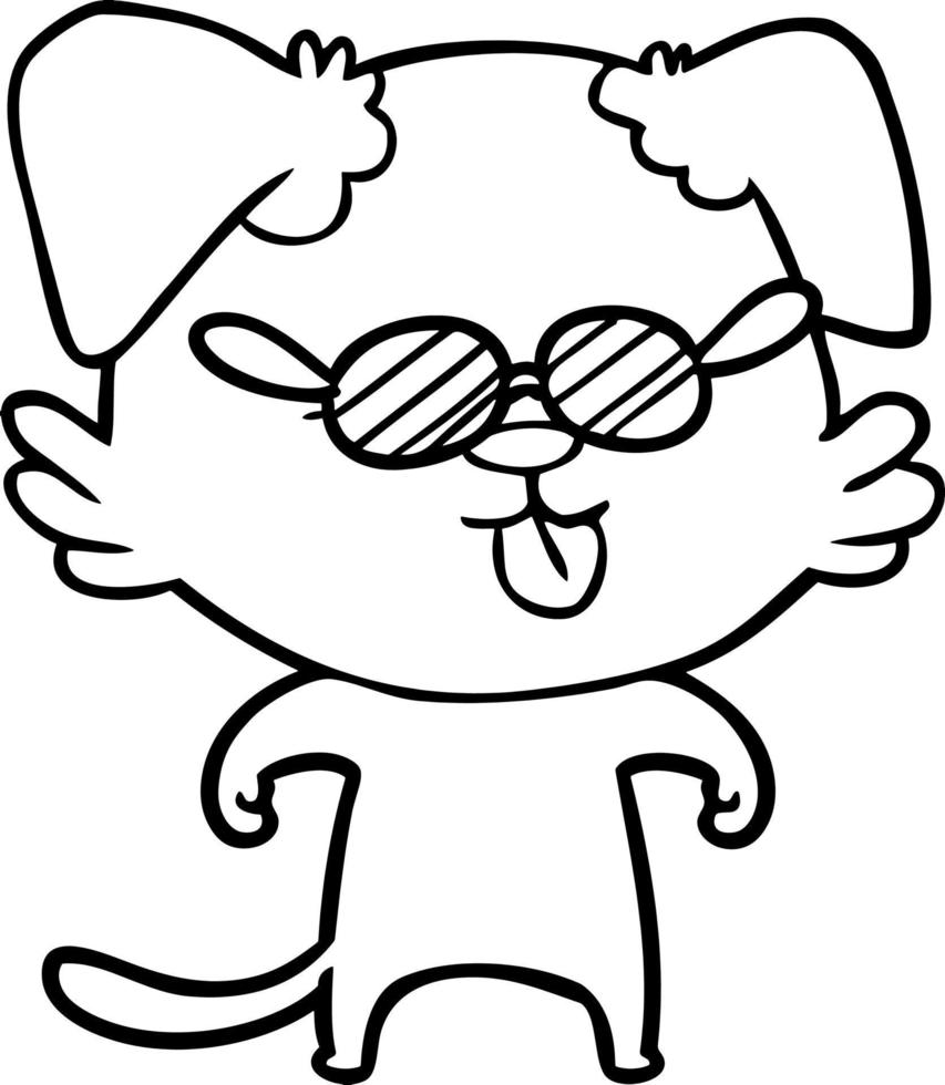 Line drawing cartoon dog sticking tongue out vector