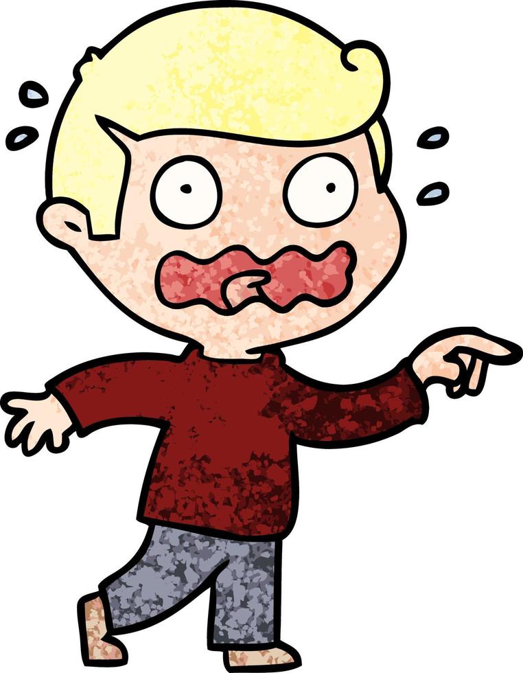 Retro grunge texture cartoon man stressed vector