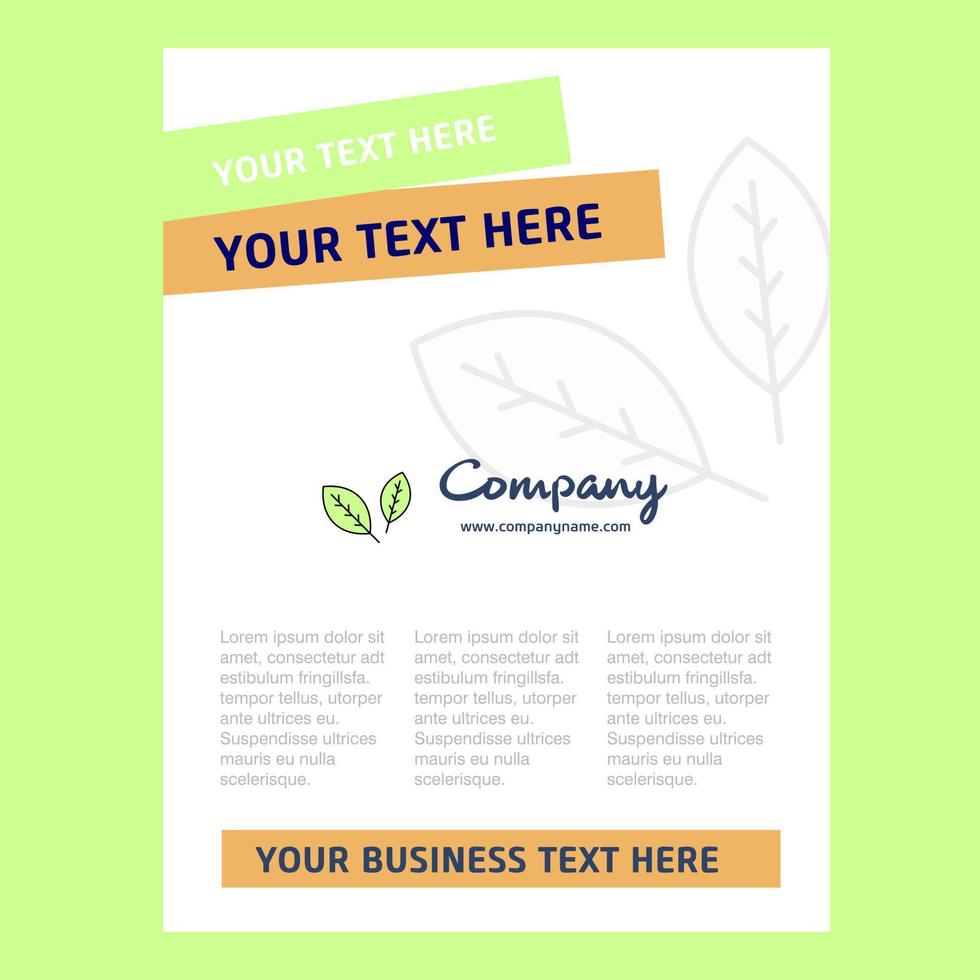 Leafs Title Page Design for Company profile annual report presentations leaflet Brochure Vector Background