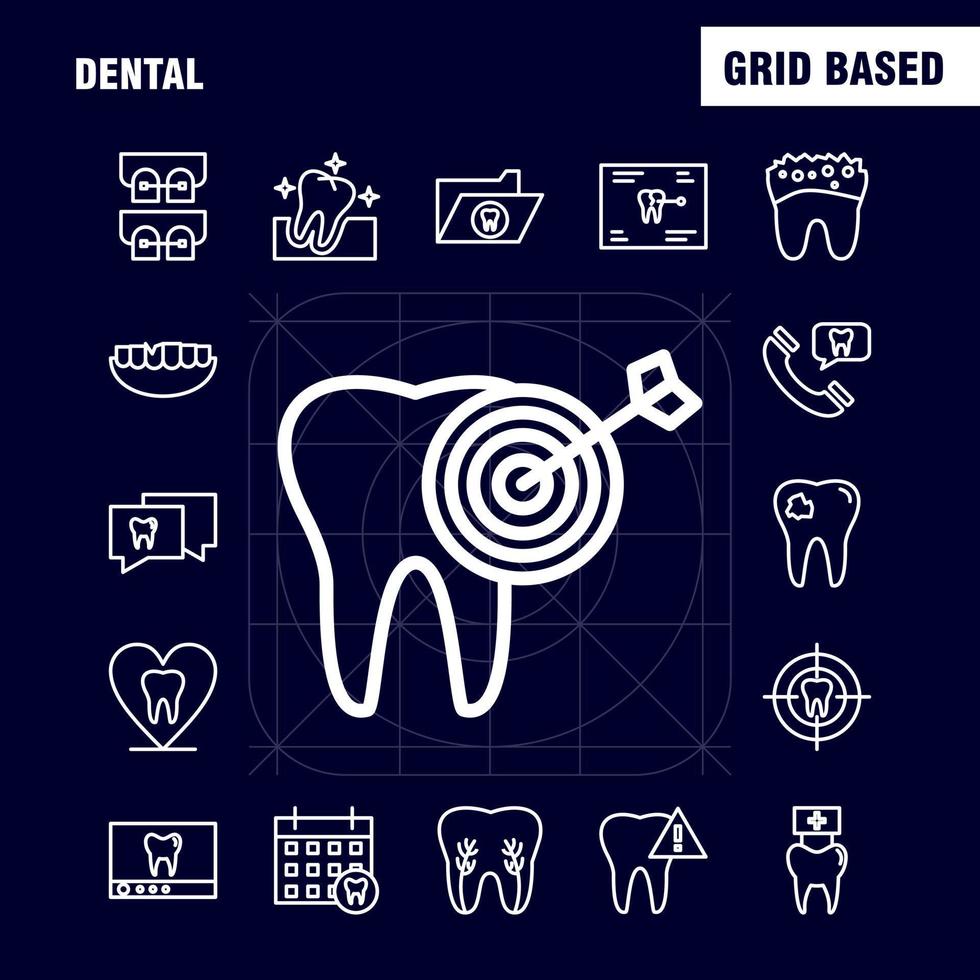 Dental Line Icons Set For Infographics Mobile UXUI Kit And Print Design Include Tooth Teeth Dentist Clean Infected Tooth Teeth Collection Modern Infographic Logo and Pictogram Vector