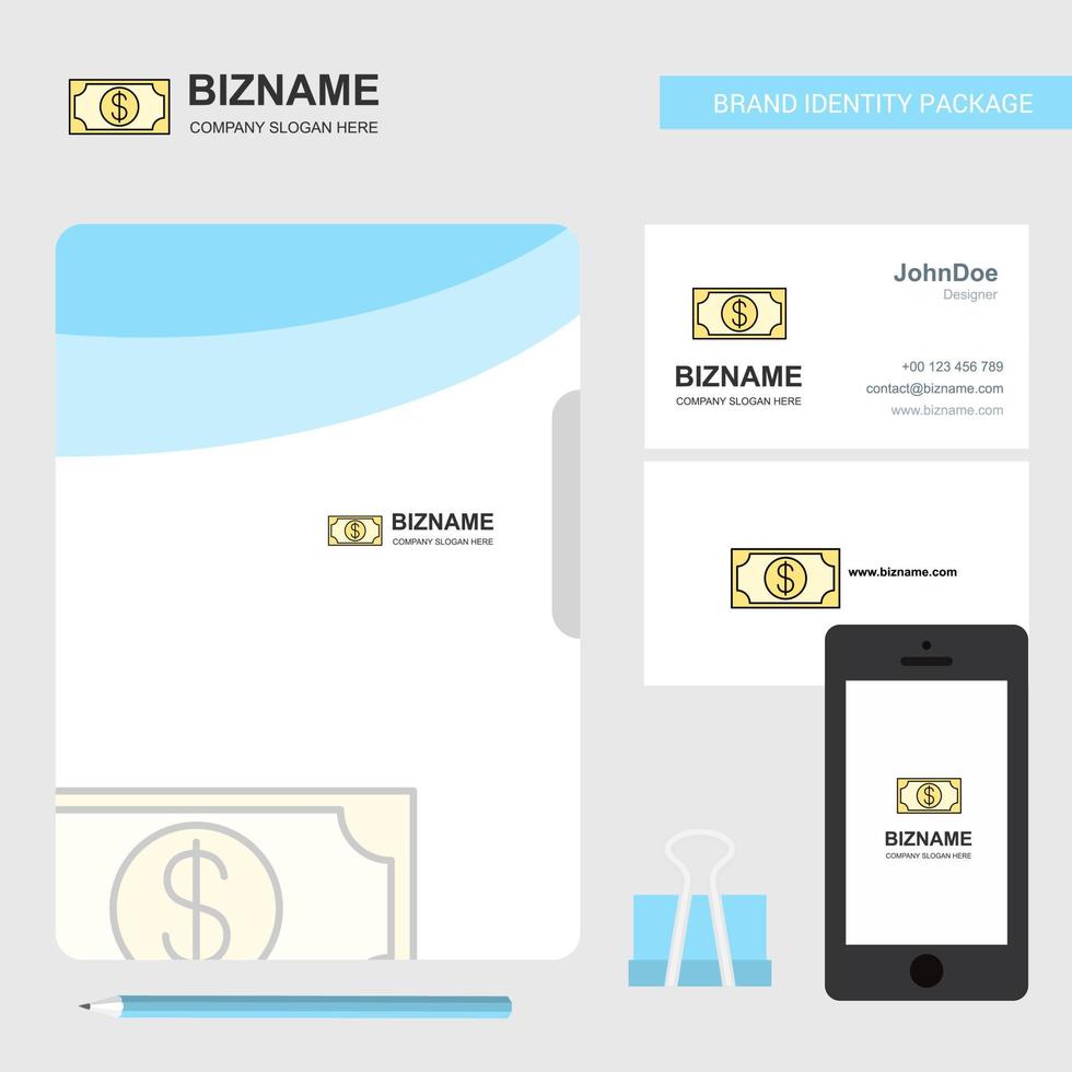 Dollar Business Logo File Cover Visiting Card and Mobile App Design Vector Illustration
