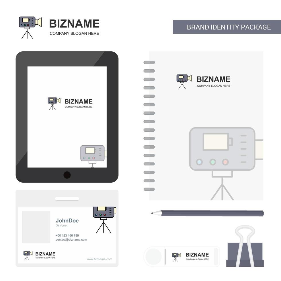 Camcoder Business Logo Tab App Diary PVC Employee Card and USB Brand Stationary Package Design Vector Template