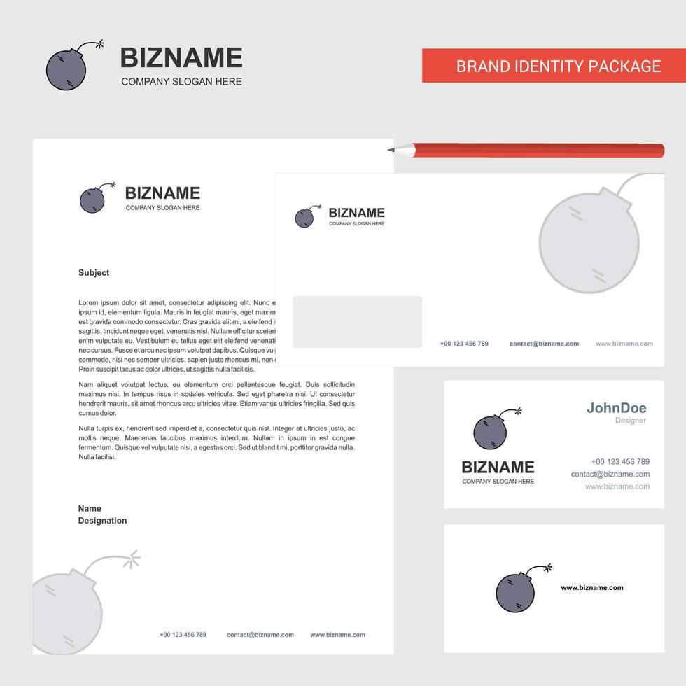 Bomb Business Letterhead Envelope and visiting Card Design vector template