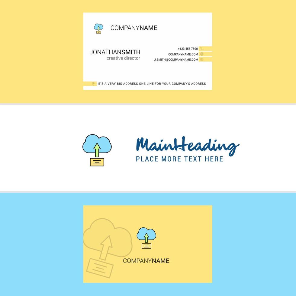 Beautiful Uploading on cloud Logo and business card vertical Design Vector