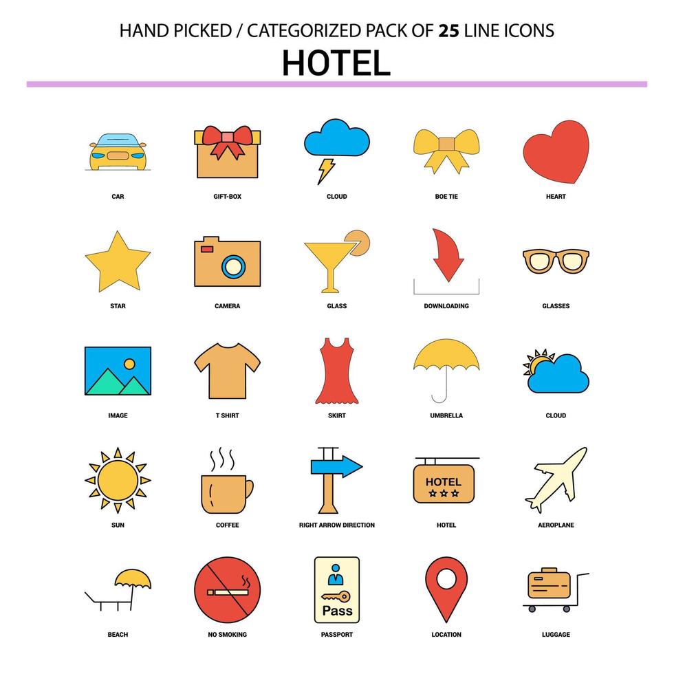 Hotel Flat Line Icon Set Business Concept Icons Design vector
