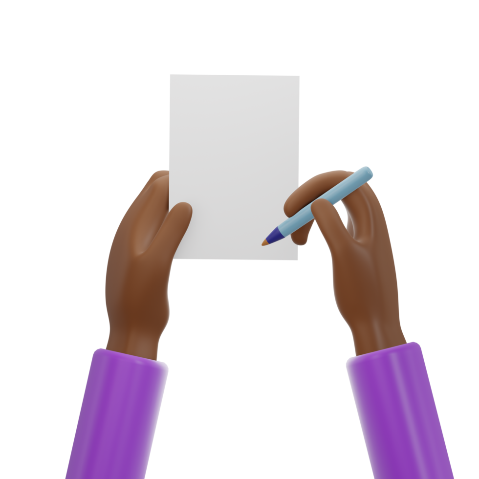 Hand Holding Pen and Paper Violet Sleeve png