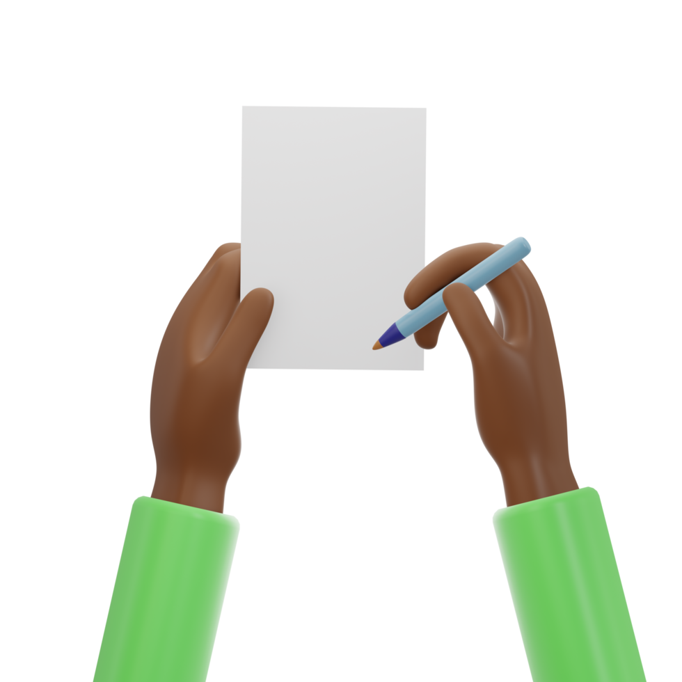 Hand Holding Pen and Paper Green Sleeve png