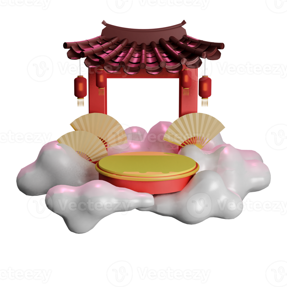 3d render chinese gate with stand png