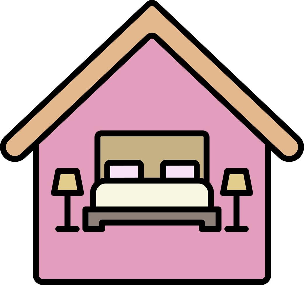 dormitorio, icono de color de la casa vector