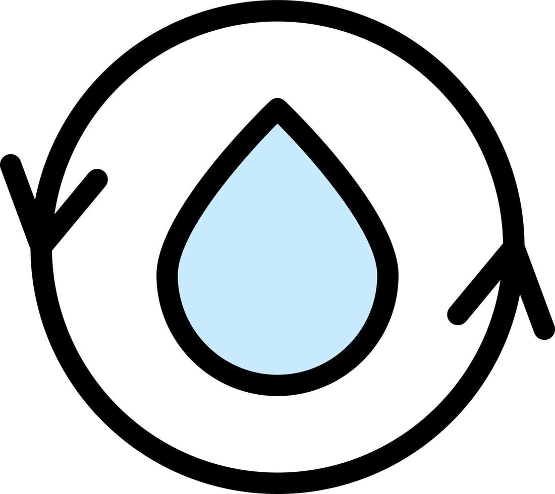agua, revers, icono de color circular vector