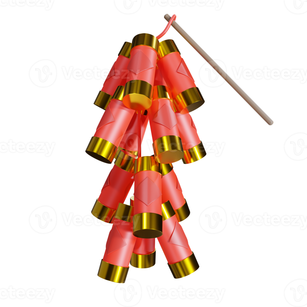 Chinese new year firecracker 3D illustration png