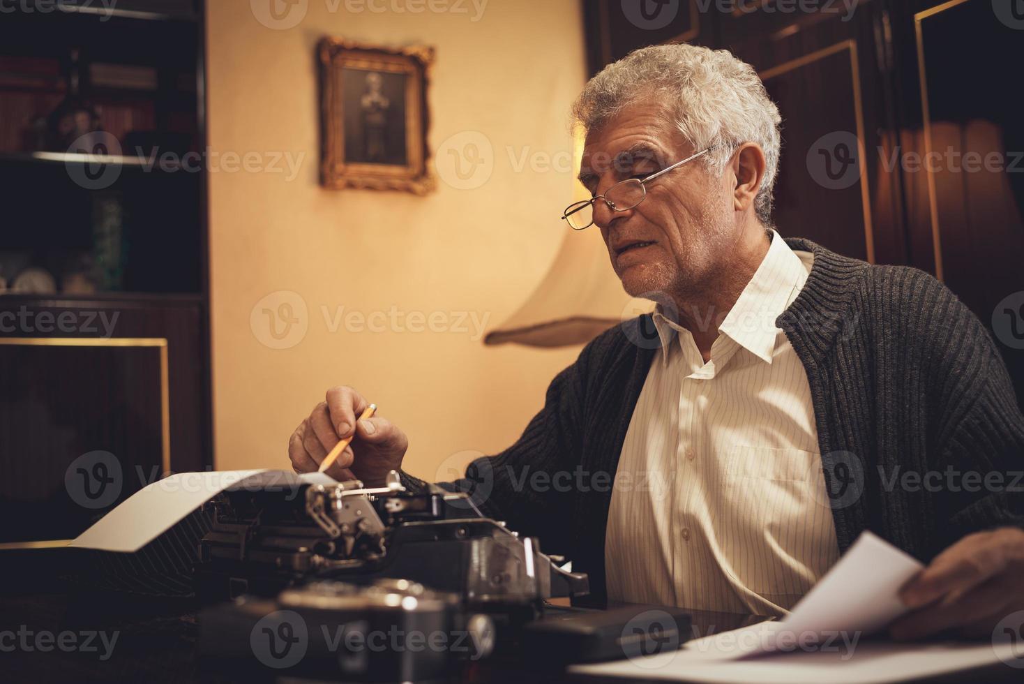 Retro Senior Man Writer photo