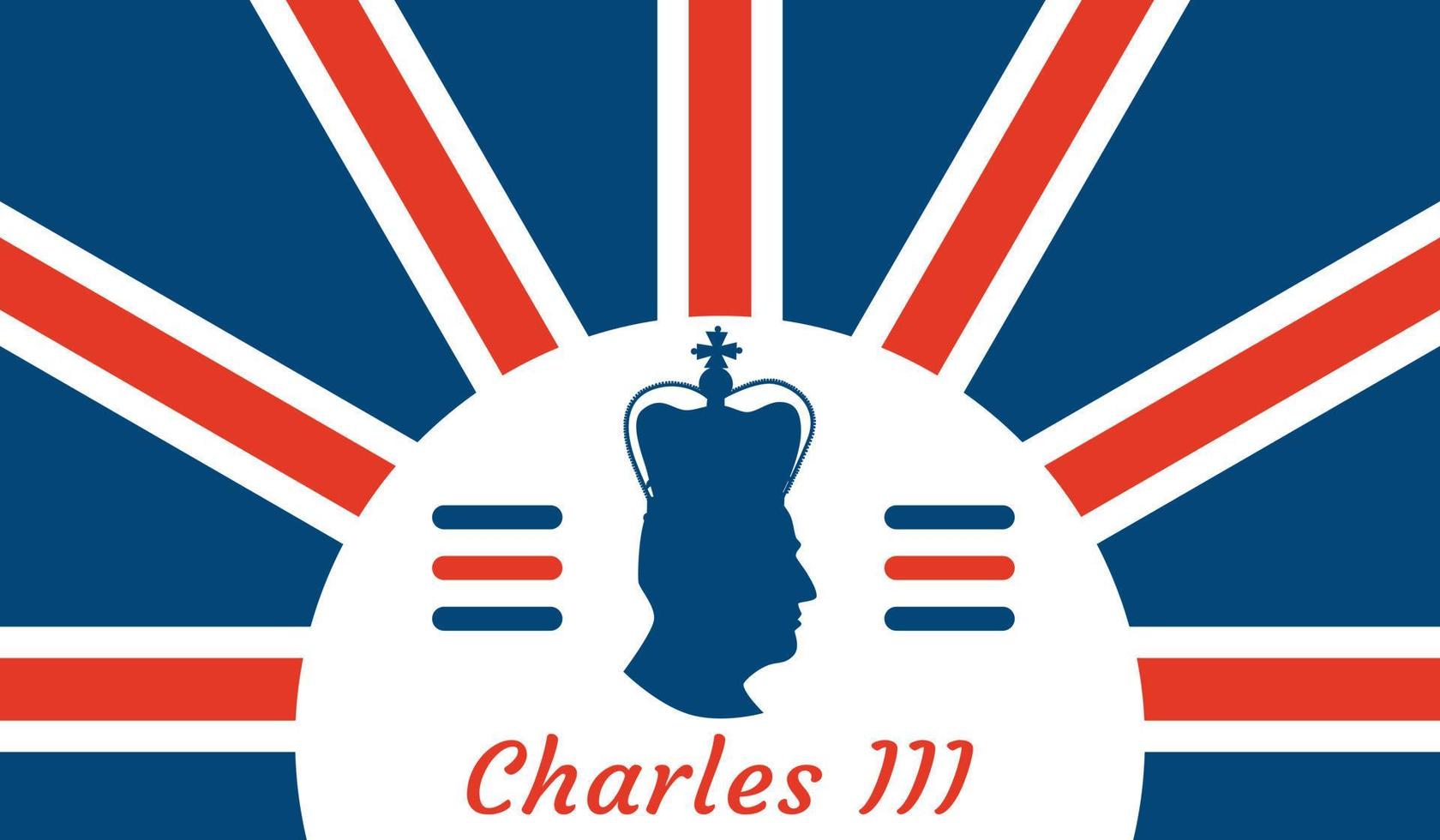 King Charles III. Banner for celebrate coronation and reign to the British throne vector