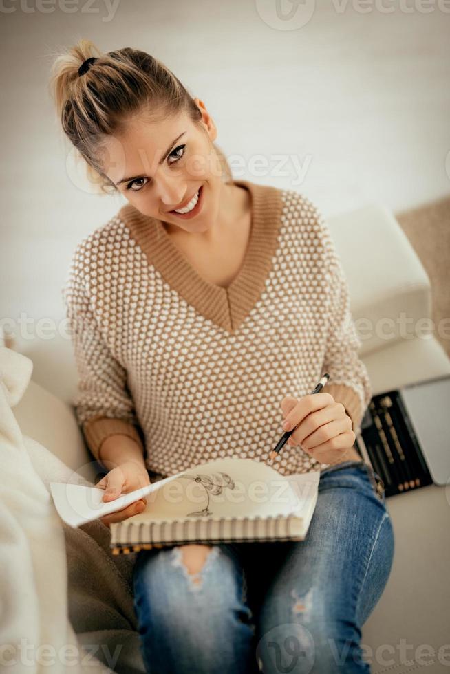 Girl Enjoying At Home photo