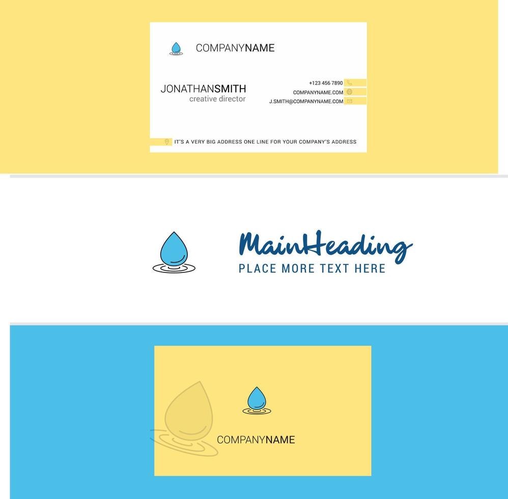 Beautiful Water drop Logo and business card vertical Design Vector