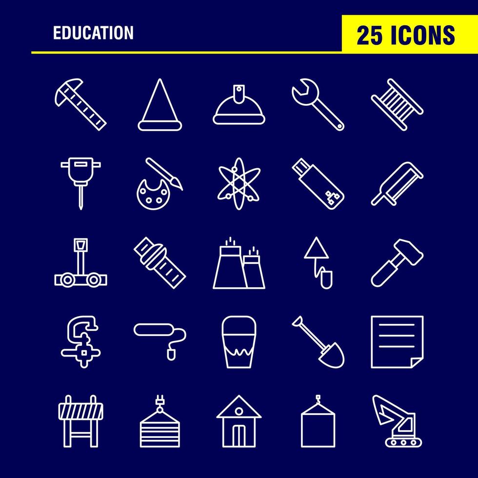 Education Line Icons Set For Infographics Mobile UXUI Kit And Print Design Include Crane Lift Lifting Hook Hardware Wrench Tools Hardware Collection Modern Infographic Logo and Pictogram vector