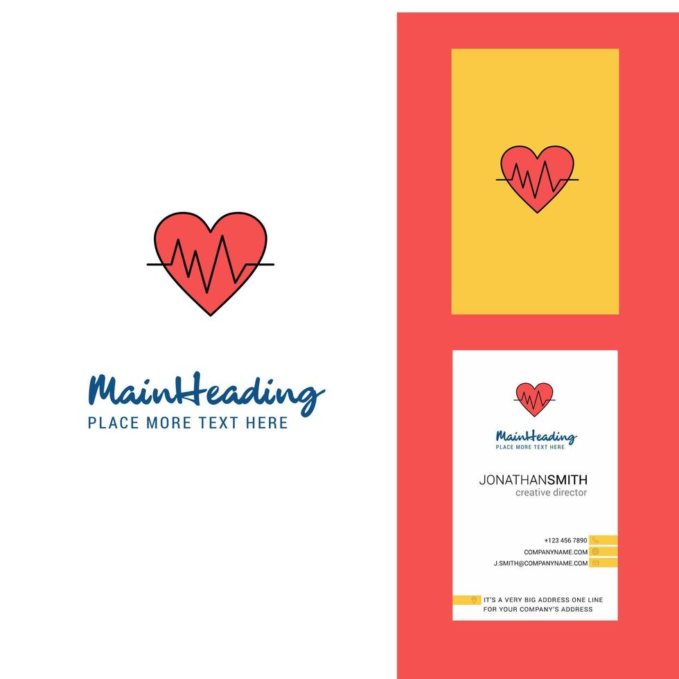 Heart ecg Creative Logo and business card vertical Design Vector