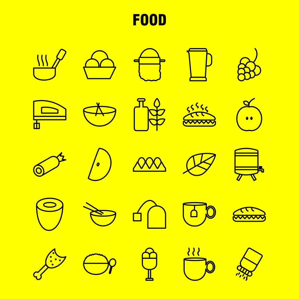 Food Line Icons Set For Infographics Mobile UXUI Kit And Print Design Include Pot Cooking Food Meal Kettle Tea Food Meal Collection Modern Infographic Logo and Pictogram Vector