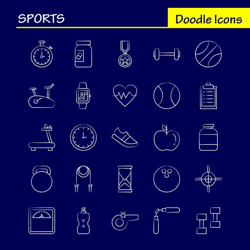 Sports Hand Drawn Icon for Web Print and Mobile UXUI Kit Such as Basketball Basketball Ball Ball Game Sports Award Medal Pictogram Pack Vector