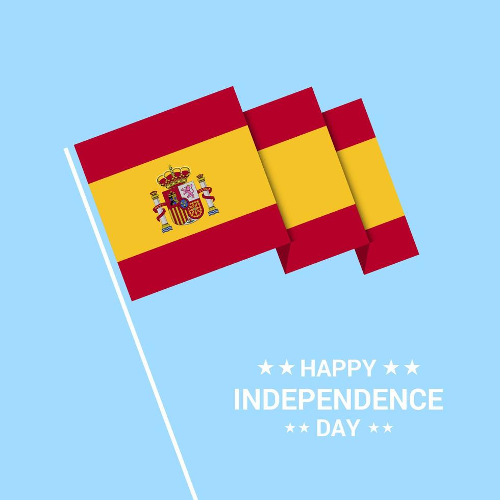 Spain Independence day typographic design with flag vector
