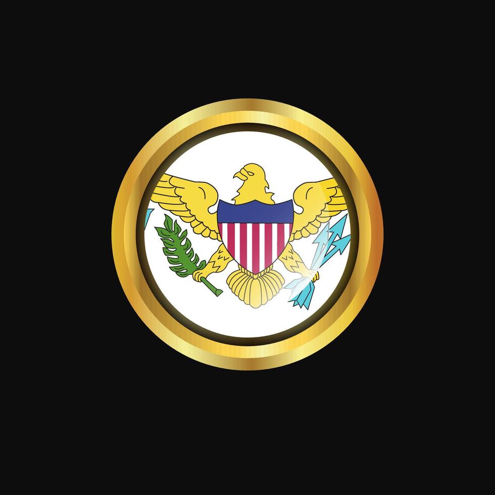 Virgin Islands US flag Golden button vector