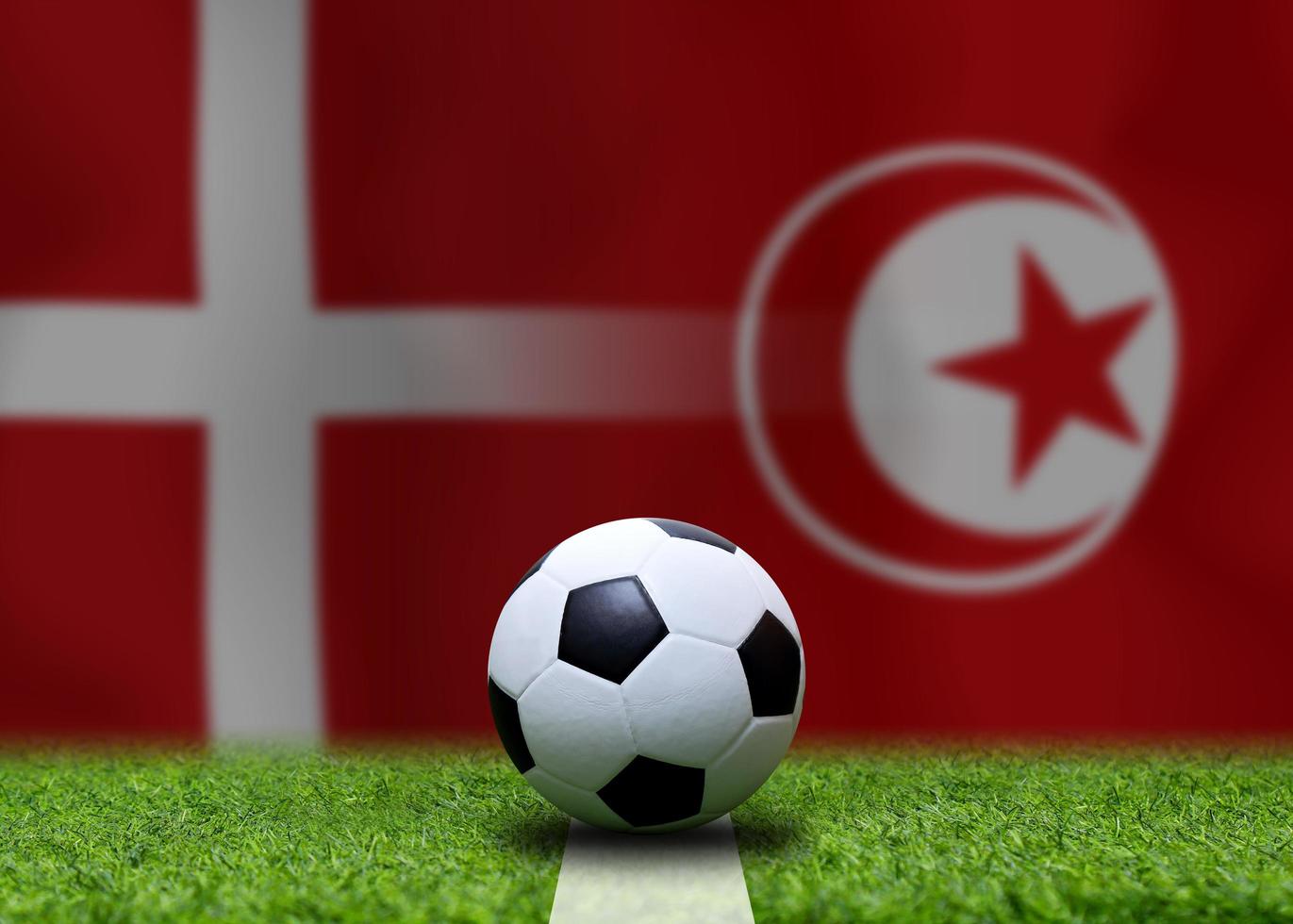 Football Cup competition between the national Denmark and national Tunisia. photo