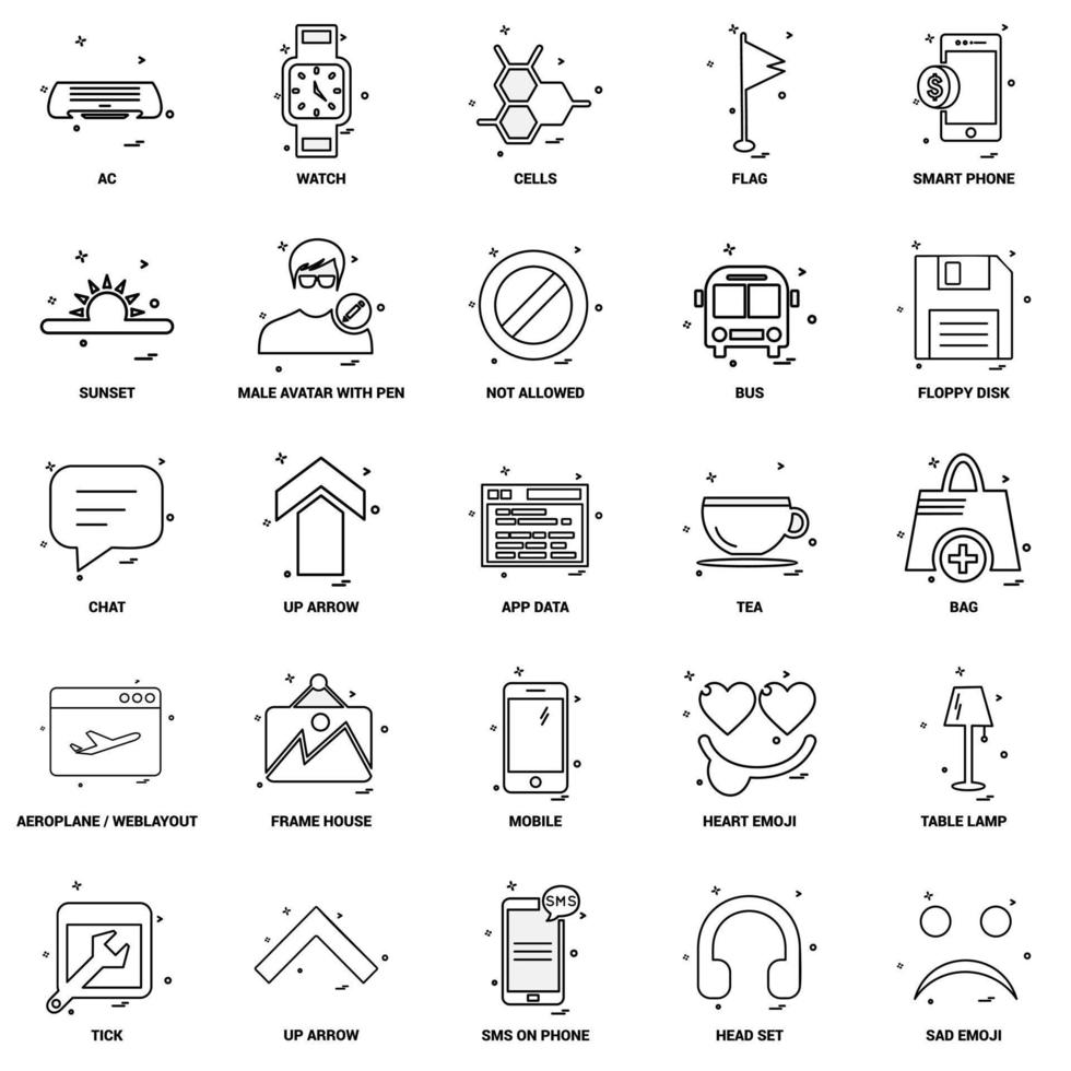 25 Business Concept Mix Line Icon set vector