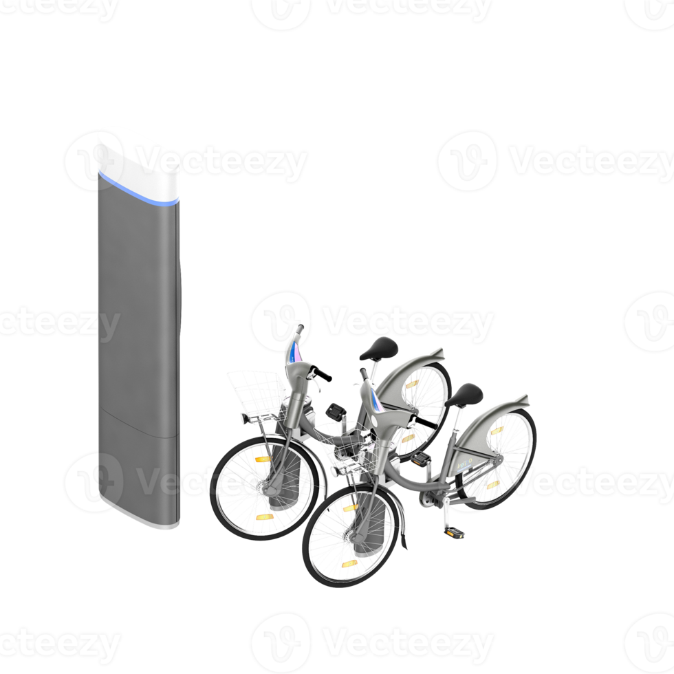 renderização 3d de bicicleta isométrica png