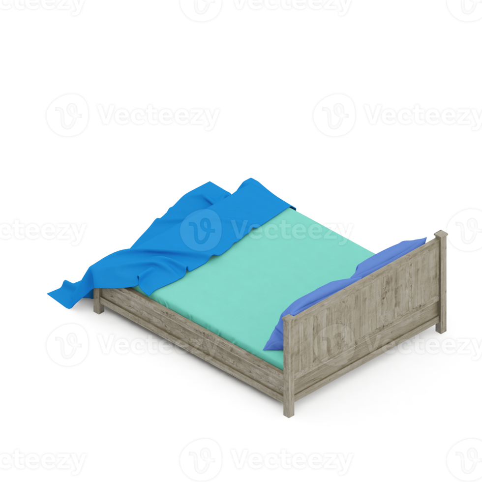 Isometric Bedroom 3D render png