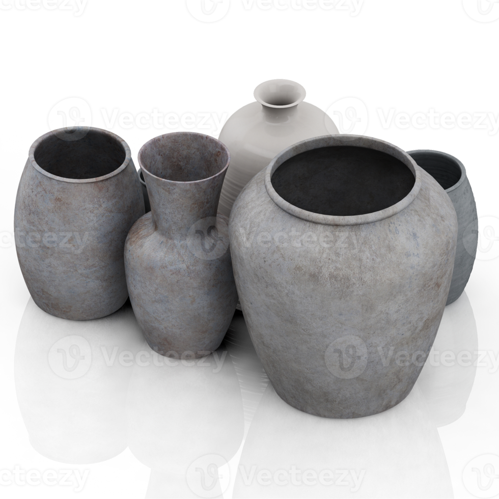 vases isométriques rendu 3d png