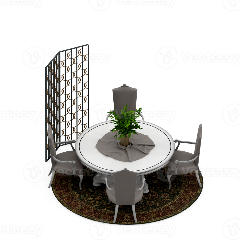 conjunto de mesa isométrica renderização 3d png