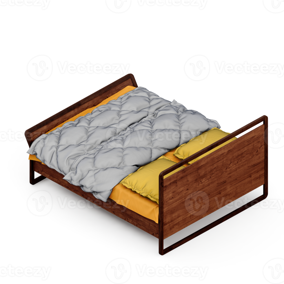 Isometric Bedroom 3D render png