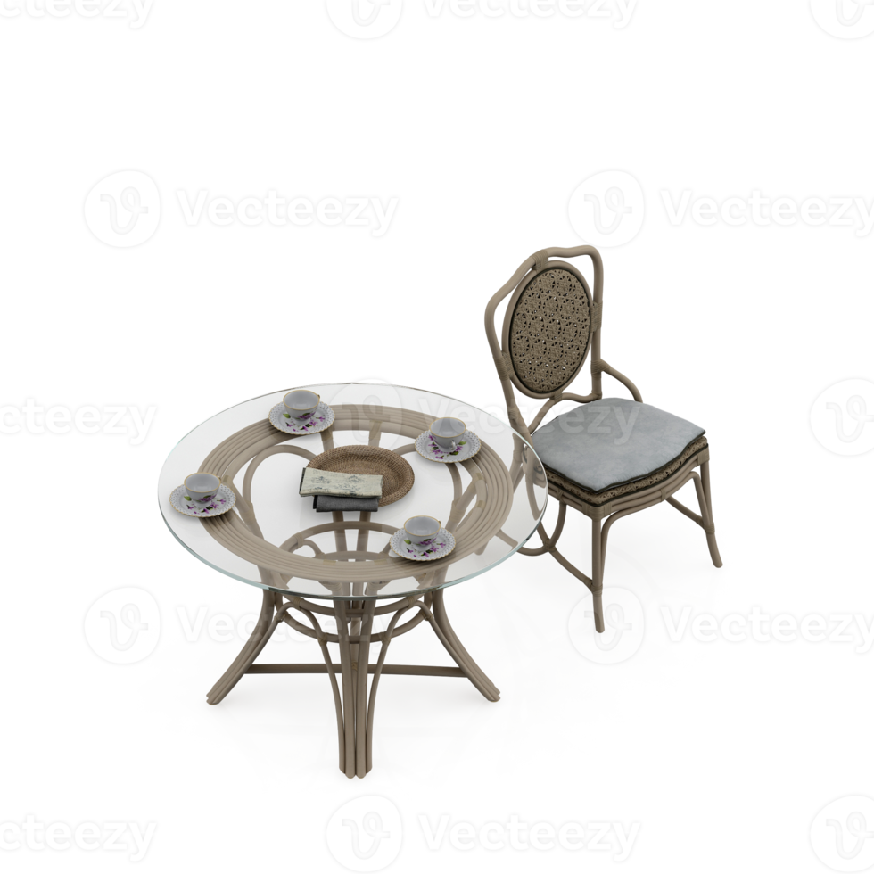 Isometric Table Set 3D render png