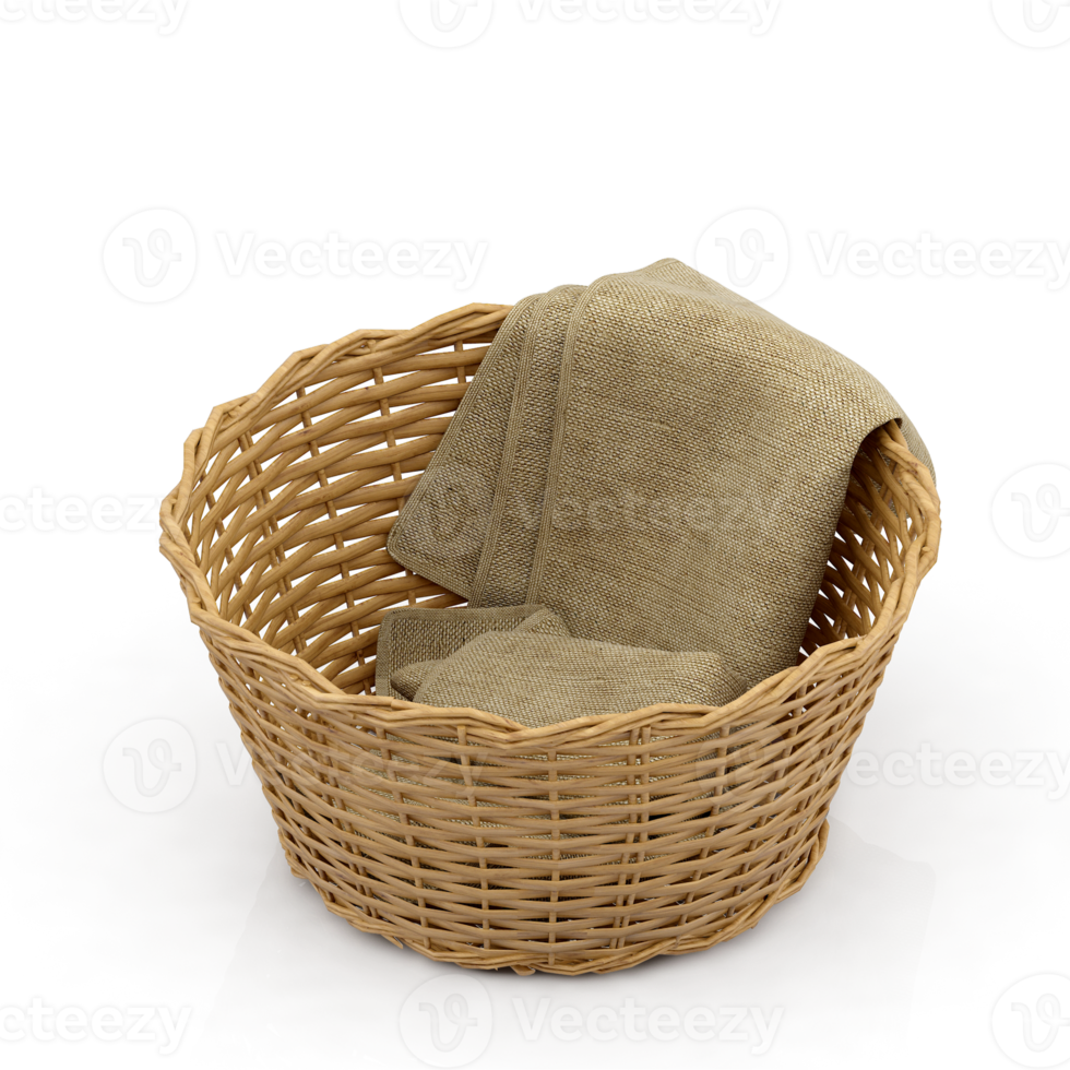 Isometric Picnic basket isolated 3D render png