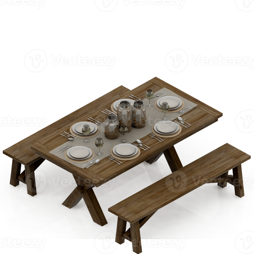 Isometric Table 3D render png